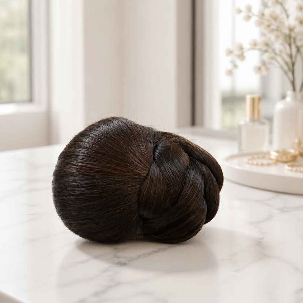 Dark brown chignon Synthetic Hair Bun Extension with Claw Clip